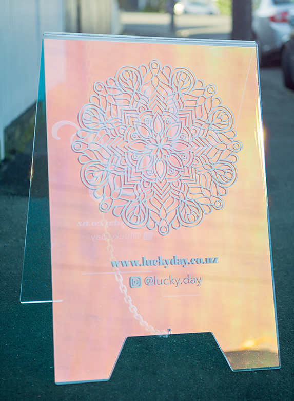 laser cut acrylic sidewalk sign