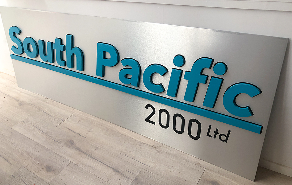 brushed aluminium panel sign