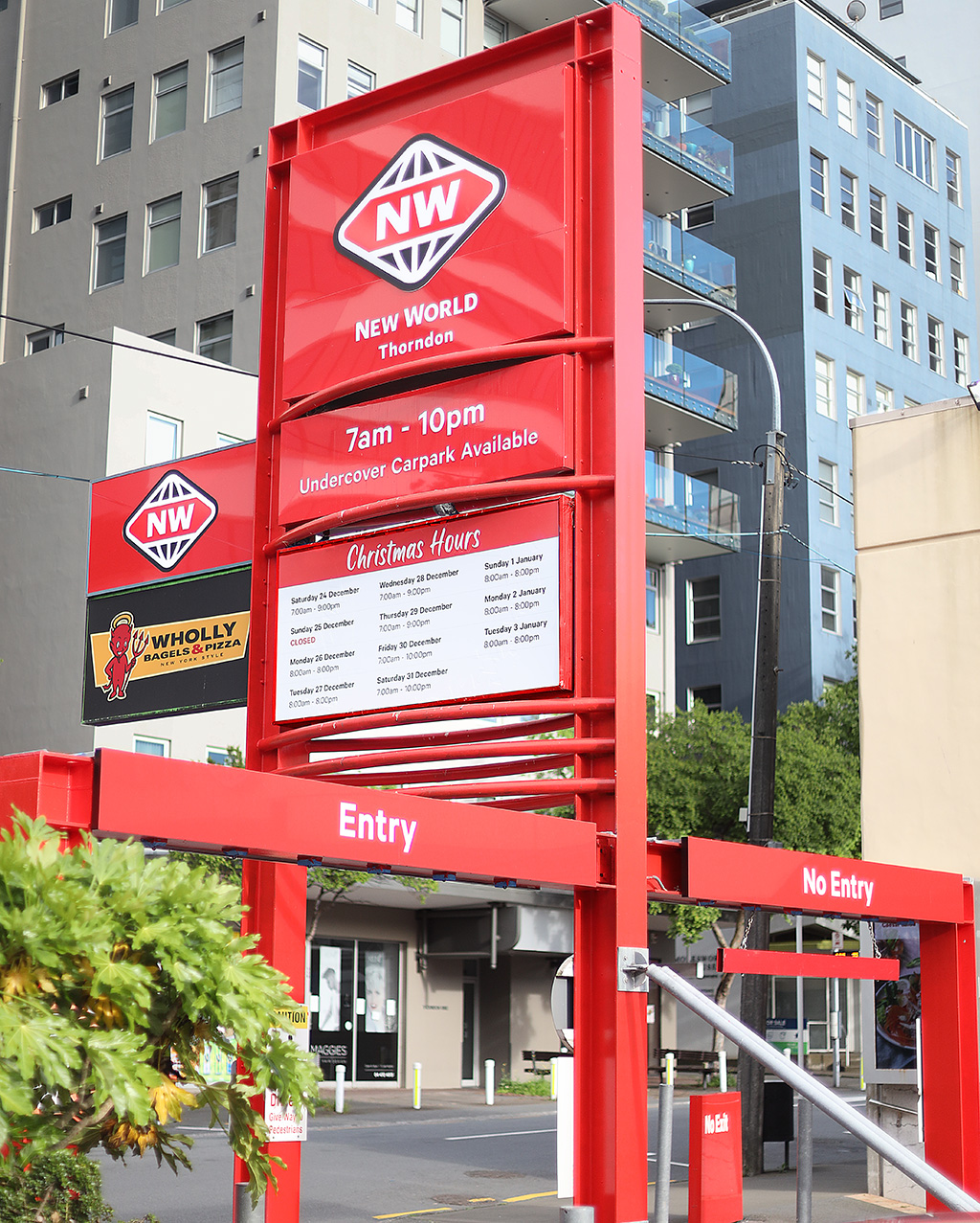 Large Steel Plinth Sign for New World